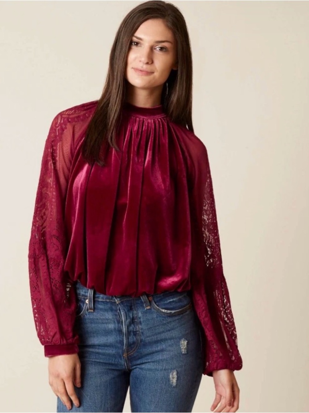 Free People raspberry velvet lace Dream Team Romantic Bohemian